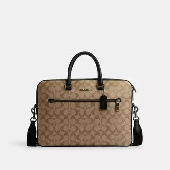 Тонкие трусы Coach Ethan из канвы Signature цвета бронзы, цвета хаки, черного цвета