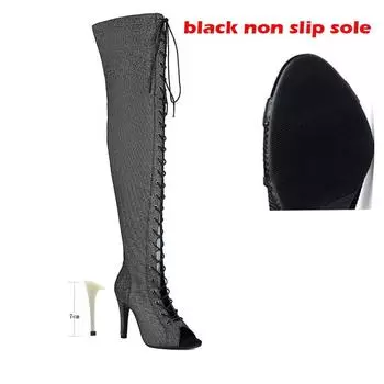 Тонкие высокие женские каблуки с открытым носком, туфли на шпильке, джазовые танцевальные сапоги выше колена, туфли на тапочках, настраиваемые уличные ботинки 35