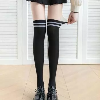 Тонкие женские чулки, нейлоновые колготки, модные полосатые колготки для девочек white-A