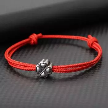 Тонкий 2 мм маленький счастливый красный браслет из веревки для женщин титановая сталь четырехлистный клевер плетеный браслет для мужчин студенты пара подарок белый