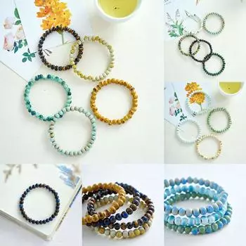 Тонкий 6 мм браслет из рисовых бусин, одинарный браслет для женщин, керамический новый подарок, плетеные украшения