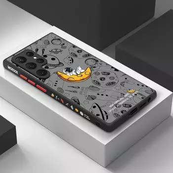 Тонкий акриловый противоударный чехол с рисунком астронавта, матовый чехол для телефона Samsung S24 S23 S22 Ultra S21 S20 FE A52 A53 A72 5G Samsung S22 чёрный