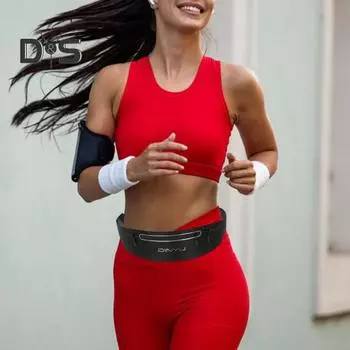 Тонкий беговой пояс, водонепроницаемая поясная сумка, светоотражающий фитнес-кошелек для денег, пояс для пеших прогулок, велоспорта, бега чёрный/камуфляжный