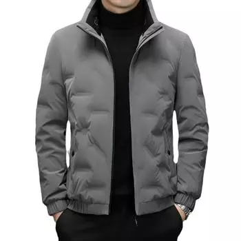 Тонкий белый пуховик на утином пуху для мужчин молодого и среднего возраста, повседневный короткий стиль, зимняя новая модная мужская теплая куртка с воротником-стойкой 170 хаки