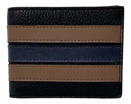 Тонкий бумажник Coach с полосками Varsity Slim Wallet для мужчин, черный,