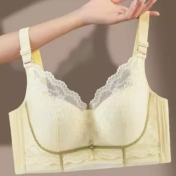 Тонкий бюстгальтер без стального кольца, сборка против провисания, двойная грудь, нижнее белье большого размера, поддерживающий бюстгальтер сверху 34/75C зелёный