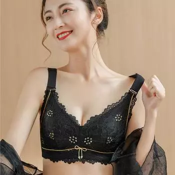 Тонкий бюстгальтер с полной чашкой, толстый мм, большая грудь, маленький и тонкий, непровисающий, без стального кольца, регулируемое нижнее белье, женское летнее белье 75B