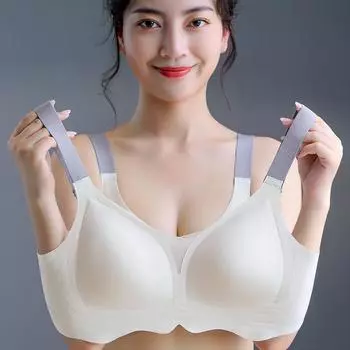 Тонкий бюстгальтер с регулировкой против провисания груди, большой размер, без стальных колец 75C розовый