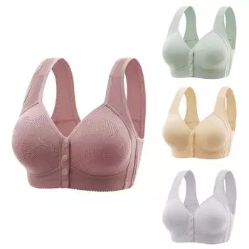 Тонкий бюстгальтер свободного покроя с пуговицами спереди без стального кольца, регулируемая большая чашка, женское нижнее белье с красивой спинкой, 3 шт. 80C*3pcs