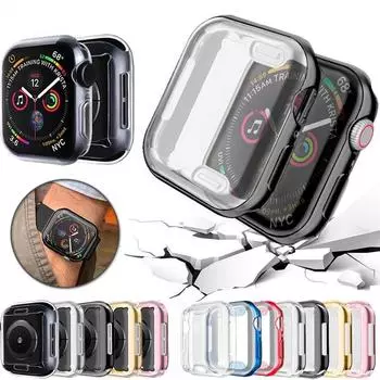 Тонкий чехол для часов 360 для Apple Watch Case 7 6 SE 5 4 3 2 1 42 мм 38 мм, мягкая прозрачная защитная пленка из ТПУ для iWatch 4 3 44 мм 40 мм