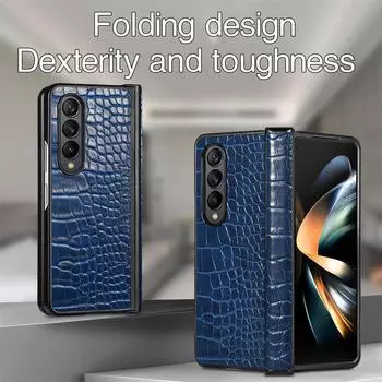 Тонкий чехол из крокодиловой кожи с защитой от падения для Samsung Galaxy Z Fold 4 5g Fold4 Fold3 Fold 3 Zfold4 Сумка для делового телефона for Samsung Z Fold 4 коричневый