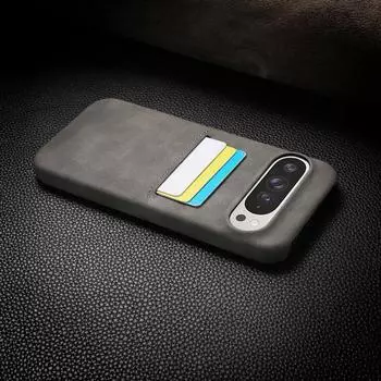 Тонкий чехол из матовой кожи для телефона Google Pixel 9 Pro XL Pixel 8A, роскошный слот для карт, жесткий противоударный чехол для защиты объектива из ПК Google Pixel 9 чёрный