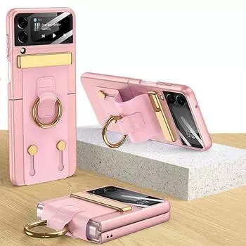 Тонкий чехол с мембранным кольцом-браслетом для телефона Samsung Galaxy Z Flip 4 5g, складной чехол против падения для Z Flip 4 Fundas for Galaxy Z Flip 4 зелёный