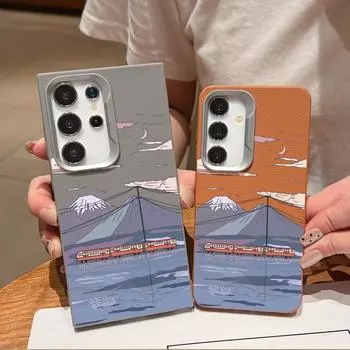 Тонкий чехол с рисунком из мультфильма «Гора» для Samsung S24 FE S23 S22 Ultra A55 A16 A54 A35 A15 A34 A14, кожаная текстура, противоударный, мягкий, матовый чехол для телефона из ТПУ Samsung S24 чёрный