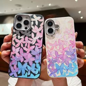 Тонкий чехол с рисунком масляной живописи и цветами из кожи для iPhone 16 Pro Max 15 Pro 14 13 12 11 TPU, мягкий, ударопрочный, матовый, однотонный чехол для телефона iPhone 16 чёрный