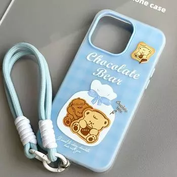 Тонкий чехол-шнурок для iPhone 16, совместимый и подходящий для 15, 14, 13, 12/11, promax /xsmax/xr, Bear 16