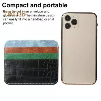 Тонкий держатель для карт, минималистичный кошелек для кредитных карт из искусственной кожи, мини-бизнес-чехол для карт с передним карманом, тонкий кошелек для монет для мужчин и женщин C