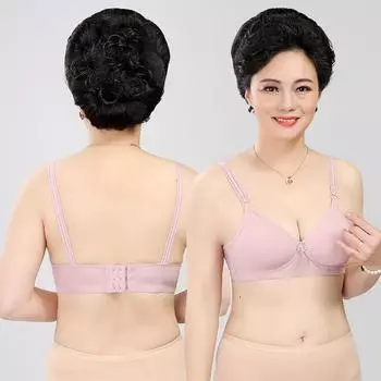 Тонкий дышащий бюстгальтер для мам, однотонный, глянцевый, чашка B, женский бюстгальтер, прочный, для женщин среднего и пожилого возраста, без стальных колец 80B чёрный