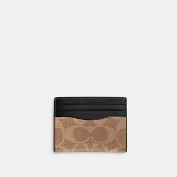 Тонкий футляр для карт Coach из фирменной канвы цвета бронзы коричневого цвета