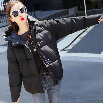 Тонкий хлопковый однотонный женский зимняя свободная куртка с капюшоном на хлопковой подкладке для женщин M белый