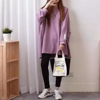 Тонкий худи средней длины в японском стиле, осенний, простой, свободный, большого размера, женский пуловер one size серый