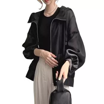 Тонкий капюшон, солнцезащитная одежда, женская летняя солнцезащитная рубашка с защитой от ультрафиолета, солнцезащитная рубашка L чёрный