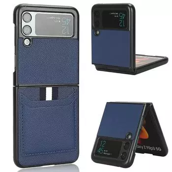 Тонкий кожаный чехол для телефона без отпечатков пальцев для Samsung Galaxy Z Flip 4 5g Flip3 Flip4 Flip 3 Zflip4 с карманом для карт, матовые чехлы for Samsung Z Flip красный