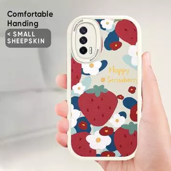 Тонкий кожаный чехол для телефона из искусственной кожи с цветком клубники и клубникой для iPhone 15 14 13 12 Pro Max Samsung Galaxy S23 Ultra A52 Redmi Xiaomi POCO, мягкий чехол iPhone 11 Pro Max