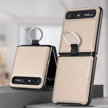 Тонкий кожаный чехол с держателем на палец для Samsung Galaxy Z Flip 3 Flip4 Flip 4 Flip3 5g, складной чехол для мобильного телефона с защитой от падения, Fundas for Samsung Z Flip 3 чёрный