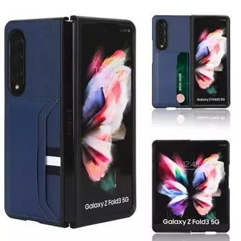 Тонкий кожаный чехол с защитой от падения для Samsung Galaxy Z Fold 4 5g Fold4 Fold3 Fold2 Fold 3 2, чехлы для мобильных телефонов с карманом для карт for Samsung Z Fold 4 темно серый
