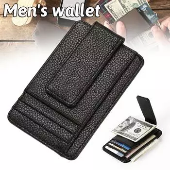 Тонкий кожаный мужской кошелек, мини-дизайнер, кошелек для кредитных карт, простой, короткий, зажим для монет, мужской держатель для денег