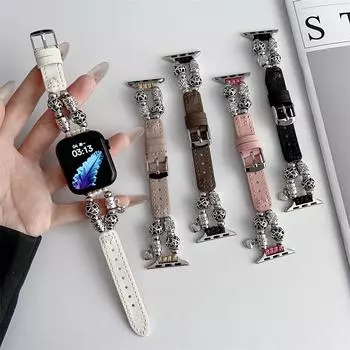 Тонкий кожаный ремешок для Apple Watch Band 44 мм, 40 мм, 41 мм, 49 мм, 42, 45 мм, женский браслет на запястье iWatch серии 9, 8, 7, 6, 5, 4, 3 SE Ultra 2 38/40/41mm белый