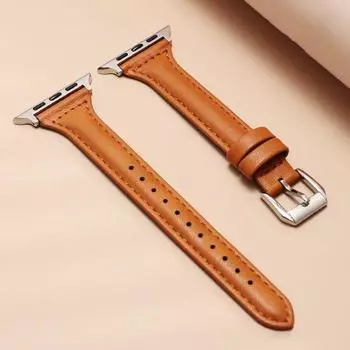 Тонкий кожаный ремешок для Apple Watch band ultra 49 мм серии 9 7 8 10 42 мм/46 мм 38/41/45 мм спортивный браслет iWatch SE 6 5 4 40 мм/44 мм 41mm 40mm 38mm