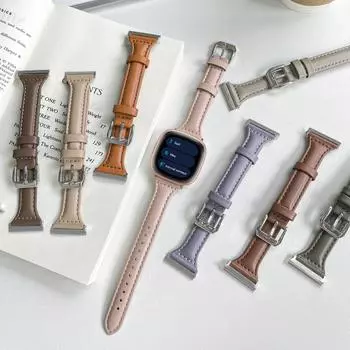 Тонкий кожаный ремешок для Fitbit Versa 4/Versa 3/Versa 2/Versa 1/Versa Lite, ремешок для умных часов Correa для Fitbit Versa Sense 2 Fitbit Versa Lite розовый