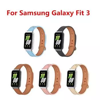 Тонкий кожаный ремешок-петля для Samsung Galaxy Watch Fit 3 R390, мягкий браслет-ремешок Correa для Fit 3 SM-R390, сменный ремешок For Samsung Fit3 чёрный