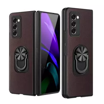 Тонкий кожаный складной чехол с защитой от отпечатков пальцев для Samsung Galaxy Z Fold3 Fold4 Fold 4 3 5g Fold2 Fold 2 противоударный чехол для мобильного телефона for Galaxy Z Fold 3 чёрный