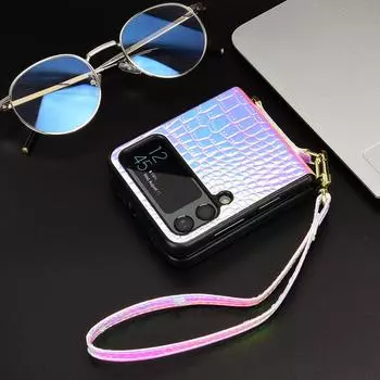 Тонкий кожаный складной чехол с защитой от царапин для Samsung Galaxy Z Flip 4 5g Flip4 Flip3 Flip 3 Zflip4 Нескользящая сумка для мобильного телефона for Samsung Z Flip 3 чёрный