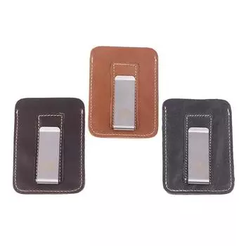 Тонкий кожаный зажим для денег, мини-кошелек для мужчин, отделение для кредитных карт, тонкие купюры, металлический зажим для денег, для мужчин, небольшой держатель для купюр as the picture
