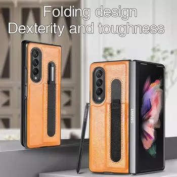 Тонкий легкий кожаный складной чехол Funda для Samsung Z Fold4 5g Fold 4 Fold3 Fold 3 Нескользящий чехол для Samsung Z Fold4 for samsung z fold 4 коричневый