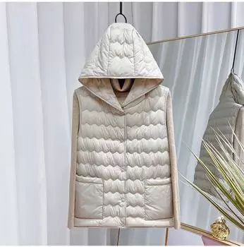 Тонкий легкий пуховый жилет, простой волнистый, 90% белый утиный пух, базовый жилет с капюшоном, верхняя подкладка для куртки M белый
