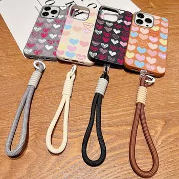 Тонкий матовый чехол для телефона TPU с цветным принтом в виде сердец любви для iPhone 16 Pro Max 15 Pro 14 13 12 11, мягкий ремешок, противоударный защитный бампер для объектива iPhone 15 Pro Max чёрный