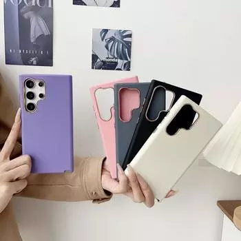 Тонкий матовый чехол из ТПУ конфетного цвета для Samsung Galaxy S24 FE S23 S22 Ultra A55 A54 A53 A35 A34 A25 A15, защитный чехол для линз из ПК, противоударный, мягкий чехол для телефона Samsung S24 Ultra чёрный