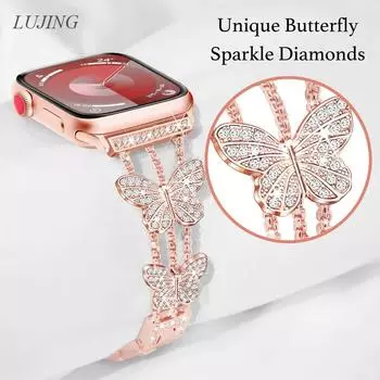 Тонкий металлический ремешок для Apple Watch band UItra 49 мм 9 8 7 45 мм 41 мм Женский элегантный браслет для iwatch серии 6 5 4 SE 44 мм 40 мм 42 мм 38 мм For 38mm 40mm 41mm розового золота