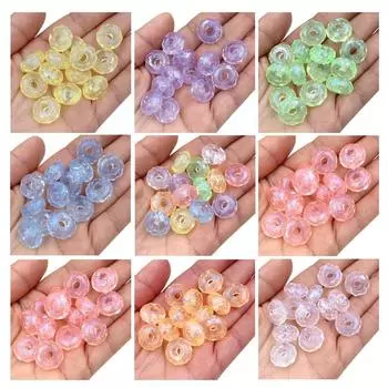 Тонкий мигающий браслет, ожерелье с большим отверстием, ювелирные аксессуары, модные креативные 10 шт., граненые бусины для счетов, дистанционные бусины, материал из бисера жёлтый