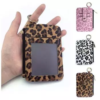 Тонкий мини-карман для монет с леопардовым принтом, поясная сумка, брелок, аксессуар, кошелек для монет на молнии, идентификаторы коричневый