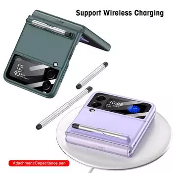 Тонкий модный чехол для телефона с ручкой для Samsung Galaxy Z Flip3 5g Flip 3, защитное стекло для объектива, чехол для Samsung Z Flip 3, чехлы for Galaxy Z Flip 3 фиолетовый