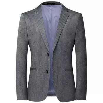 Тонкий мужской костюм на весну и осень, корейская версия, облегающий эластичный не требующий глажки полосатый костюм M