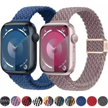 Тонкий нейлоновый ремешок для Apple Watch Band 44 мм 40 мм 45 мм 49 мм 44 мм магнитная застежка плетеный браслет iWatch band series 9 se 7 3 8 Ultra 42&44&45&49mm