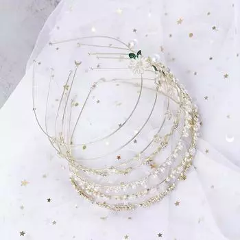 Тонкий обруч для волос с бантом и стразами, корейские ленты для волос с жемчугом, женский обруч для волос, плетеная повязка на голову