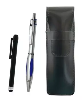 Тонкий пенал из воловьей кожи, черная металлическая сенсорная панель, черный и металлический набор шариковых ручек Scorpion Shocking, серебристый ASB-ALB-B989A-S